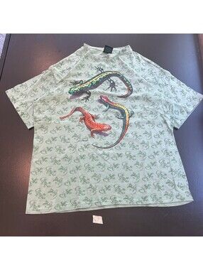 Habitat XL Green T-Shirt with Colorful Lizard Graphic